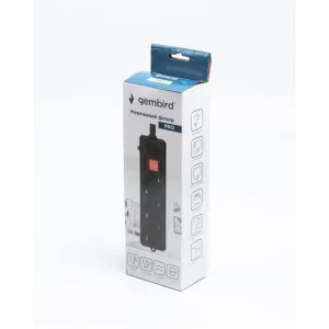Фільтр живлення Gembird Pro (SPG3-G-6B-PRO) 3 розетки, 1.8м, чорний UA