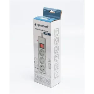Фільтр живлення Gembird Pro (SPG3-G-6G-PRO) 3 розетки, 1.8м, сірий UA