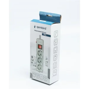 Фільтр живлення Gembird Pro (SPG3-G-15G-PRO) 3 розетки, 4.5м, сірий UA