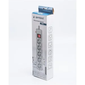 Фільтр живлення Gembird Pro (SPG5-G-15G-PRO) 5 розеток, 4.5м, сірий UA