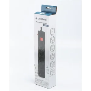 Фільтр живлення Gembird Pro (SPG5-G-10B-PRO) 5 розеток, 3м, чорний UA