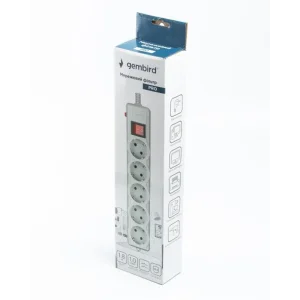 Фильтр питания Gembird Pro (SPG5-G-6G-PRO) 5 розеток, 1.8м, серый UA