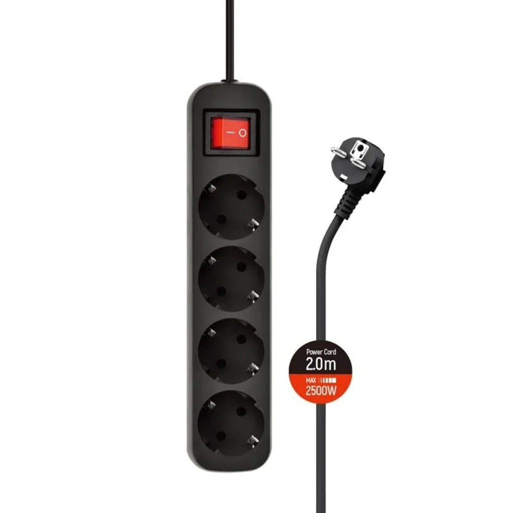 Фільтр живлення СolorWay (CW-PSEA42BK) 4 розетки, 2м, Black UA