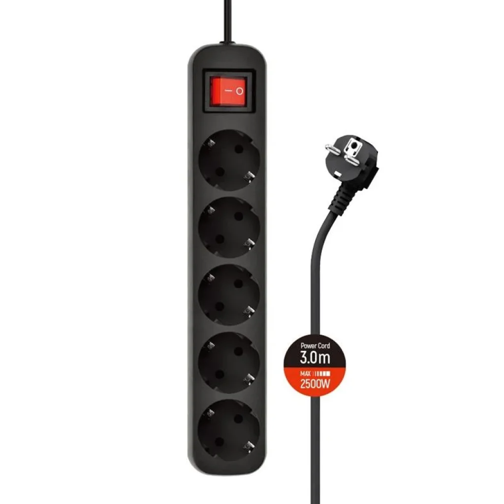 Фільтр живлення СolorWay (CW-PSEA53BK) 5 розеток, 3м, Black UA