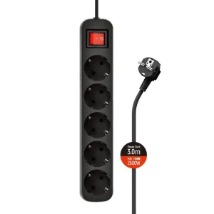 Фільтр живлення СolorWay (CW-PSEA53BK) 5 розеток, 3м, Black UA