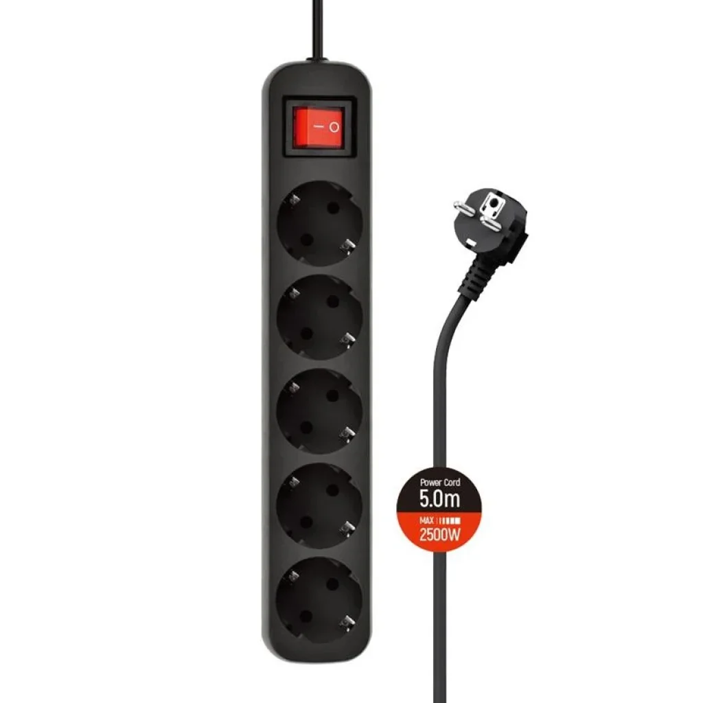 Фильтр питания СolorWay (CW-PSEA55BK) 5 розеток, 5м, Black UA