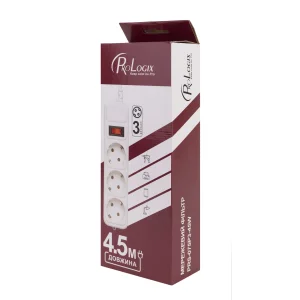 Фільтр живлення ProLogix (PRS-075P3-45W) 0.75 мм, 3 розетки, 4.5 м, білий UA