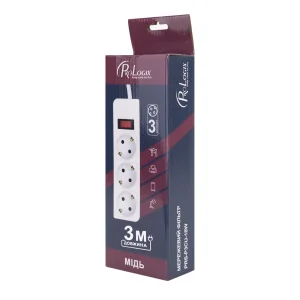 Фільтр живлення ProLogix (PRS-P3CU-30W) 3x1.0мм2, 3 розетки, 3 м, білий UA