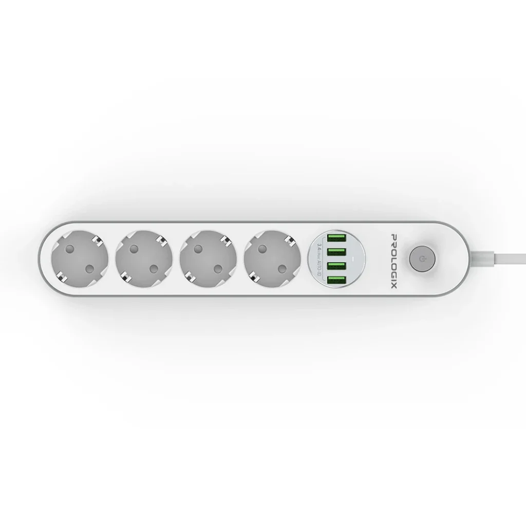 Фільтр живлення ProLogix Premium (PR-SE4432W) 4 розетки, 4 USB, 2 м, білий UA