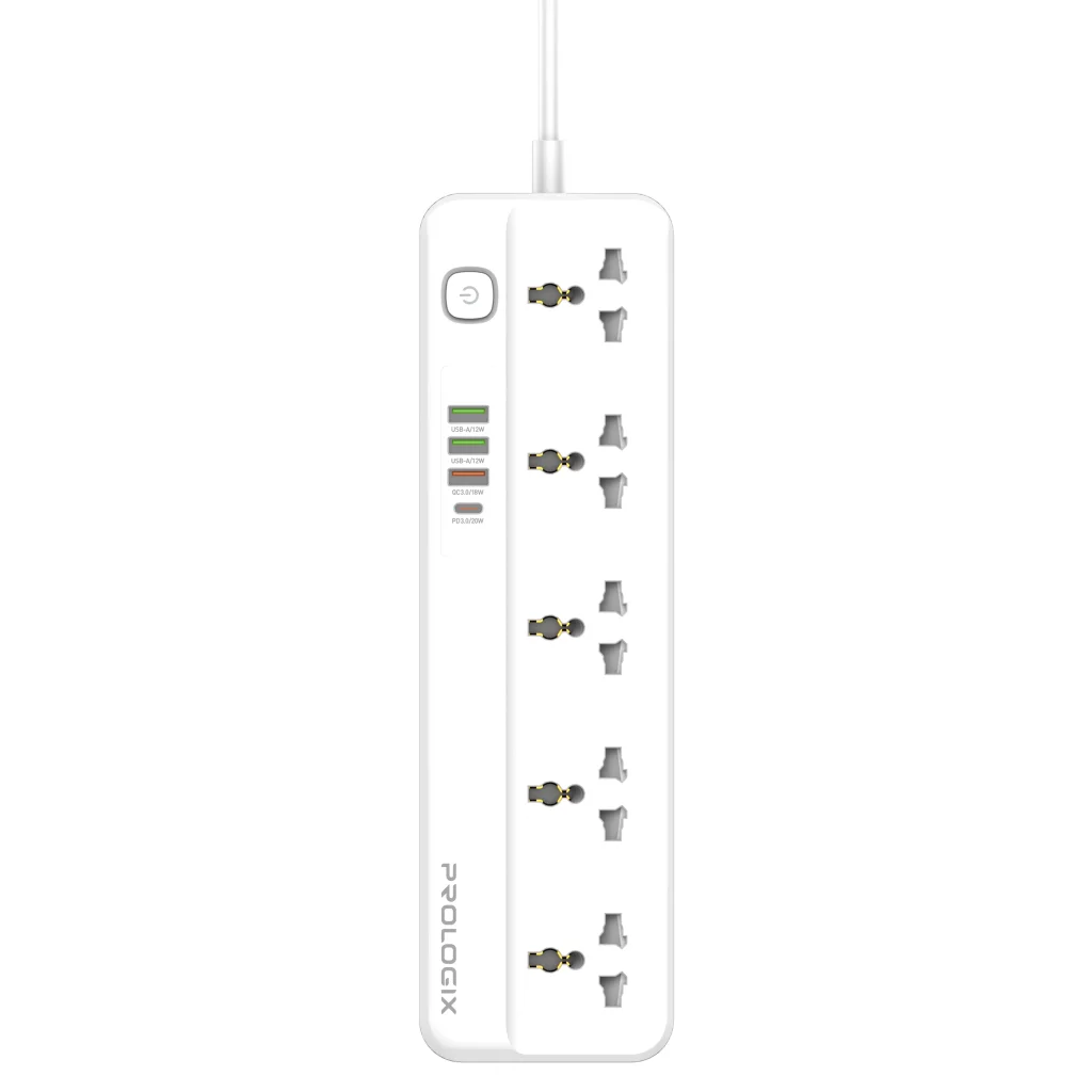Фільтр живлення ProLogix Premium (PR-SC5415W) 5 розеток, 4 USB (1 PD +1 QC3.0 +2 AUTO ID), 2 м, білий UA