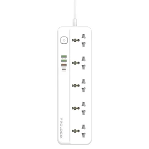 Фільтр живлення ProLogix Premium (PR-SC5415W) 5 розеток, 4 USB (1 PD +1 QC3.0 +2 AUTO ID), 2 м, білий UA