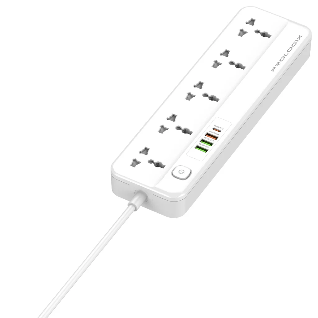 Фільтр живлення ProLogix Premium (PR-SC5415W) 5 розеток, 4 USB (1 PD +1 QC3.0 +2 AUTO ID), 2 м, білий UA