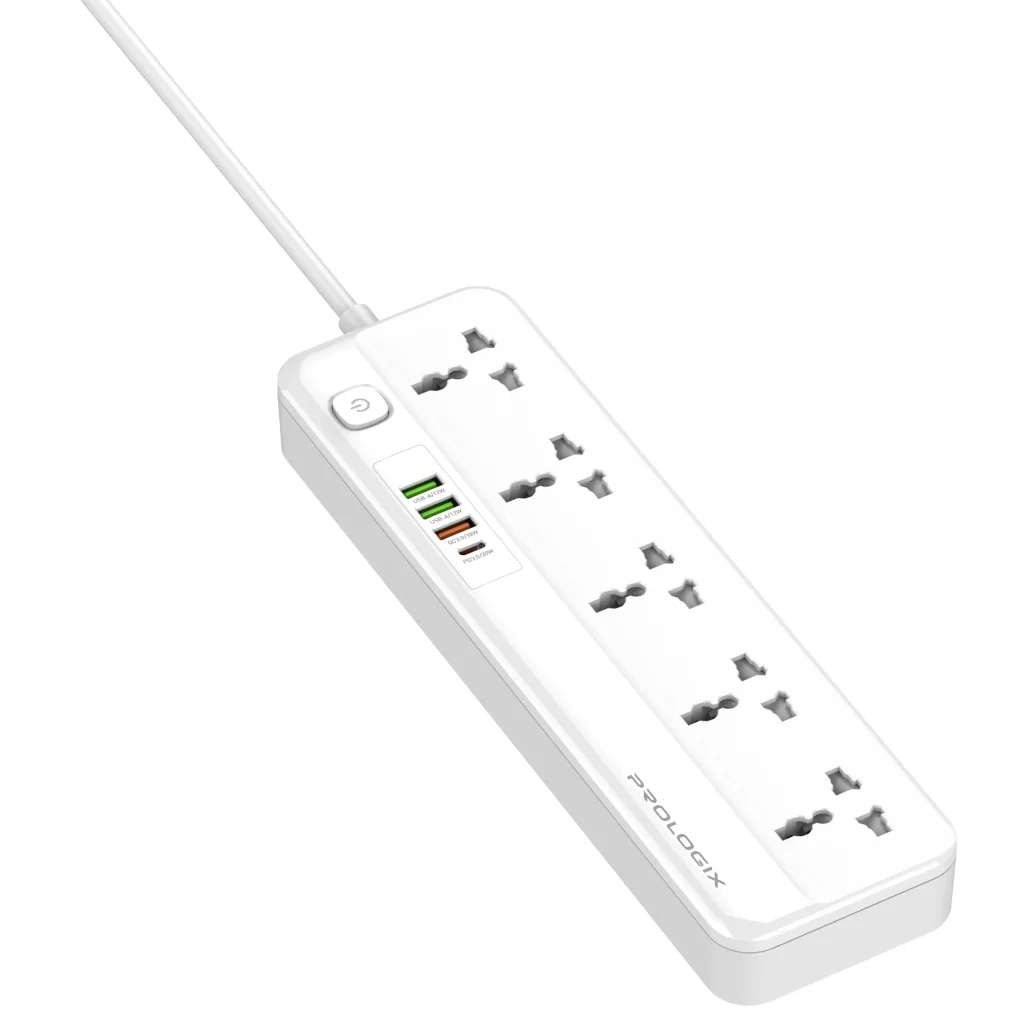 Фільтр живлення ProLogix Premium (PR-SC5415W) 5 розеток, 4 USB (1 PD +1 QC3.0 +2 AUTO ID), 2 м, білий UA