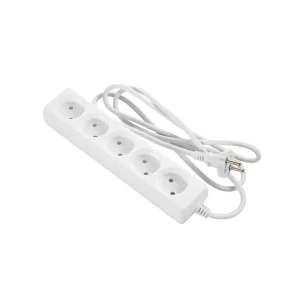Сетевой удлинитель 2E 5XCEE7/17, 2G*1.0мм, 1.5м, white, 2E-U0510M1.5 UA