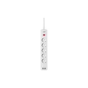 Мережевий фільтр 2E 5хSchuko, 2 м (2E-SP515M2USBWH) UA