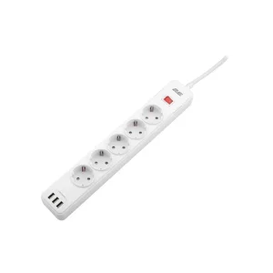 Мережевий фільтр 2E 5хSchuko, 2 м (2E-SP515M2USBWH) UA