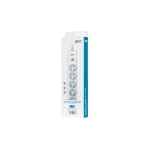Мережевий фільтр 2E 5хSchuko, 2 м (2E-SP515M2USBWH) UA