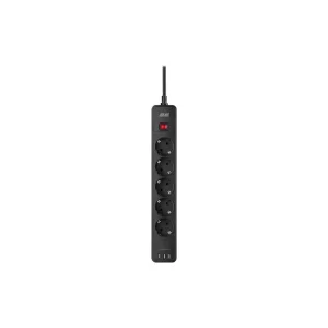 Сетевой фильтр 2E 5хSchuko, 2 м (2E-SP515M2USBBK) UA