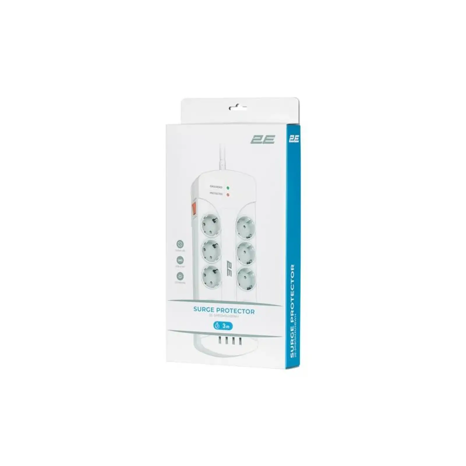 Мережевий фільтр 2E 8хSchuko, 3 м (2E-SP815M3USBWH) UA