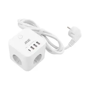 Сетевой адаптер 2E 3XSchuko с защитой от импульсных скачков напряжения, 3*USB-A, 1*USB-C, 1.5м, white (2E-ADC331WH) UA