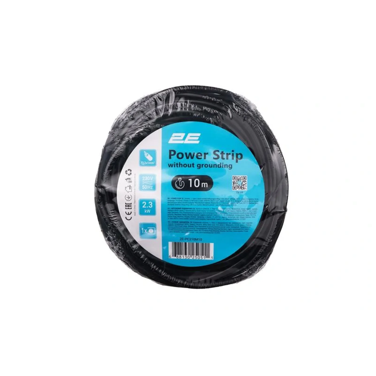 Сетевой удлинитель 2E 1XCEE7/17, 2G*1.0мм, 10м, black (2E-PC210M10) UA