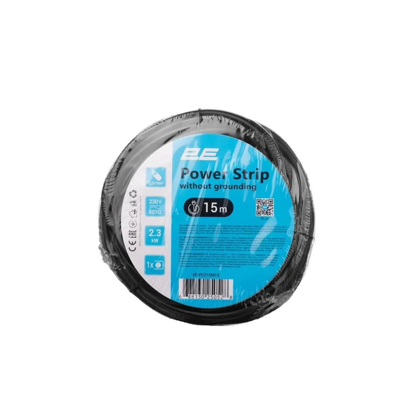 Сетевой удлинитель 2E 1XCEE7/17, 2G*1.0мм, 15м, black (2E-PC210M15) UA