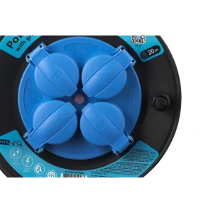 Мережевий подовжувач на котушці 2E 4XSchuko, ІР44, 3G*1.5мм, 20м, black (2E-CR4315IP44M20) UA