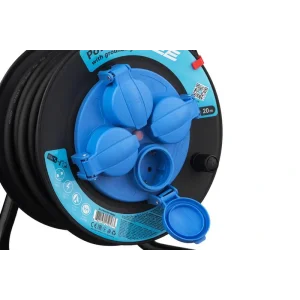 Мережевий подовжувач на котушці 2E 4XSchuko, ІР44, 3G*1.5мм, 20м, black (2E-CR4315IP44M20) UA