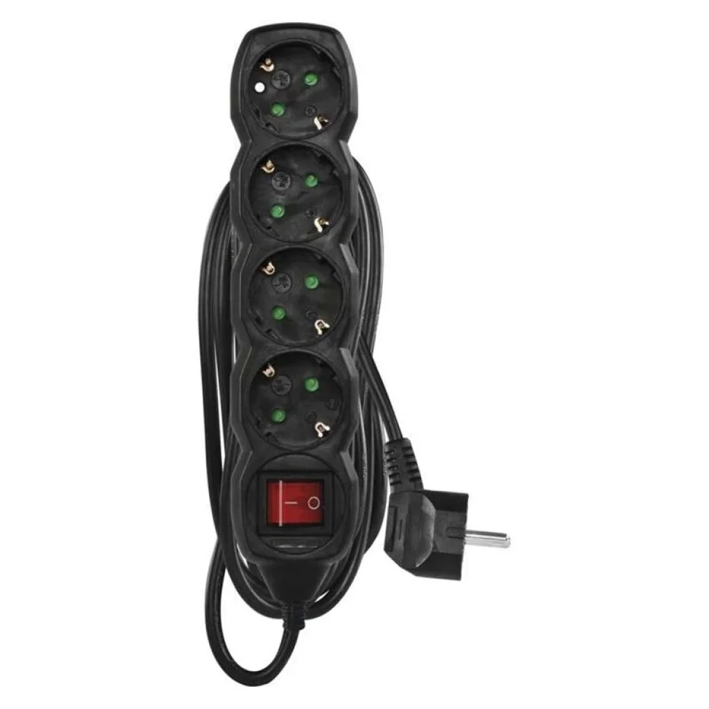 Фильтр питания Emos (PC1425R) с выключателем, 4 розетки, 5м, Black UA