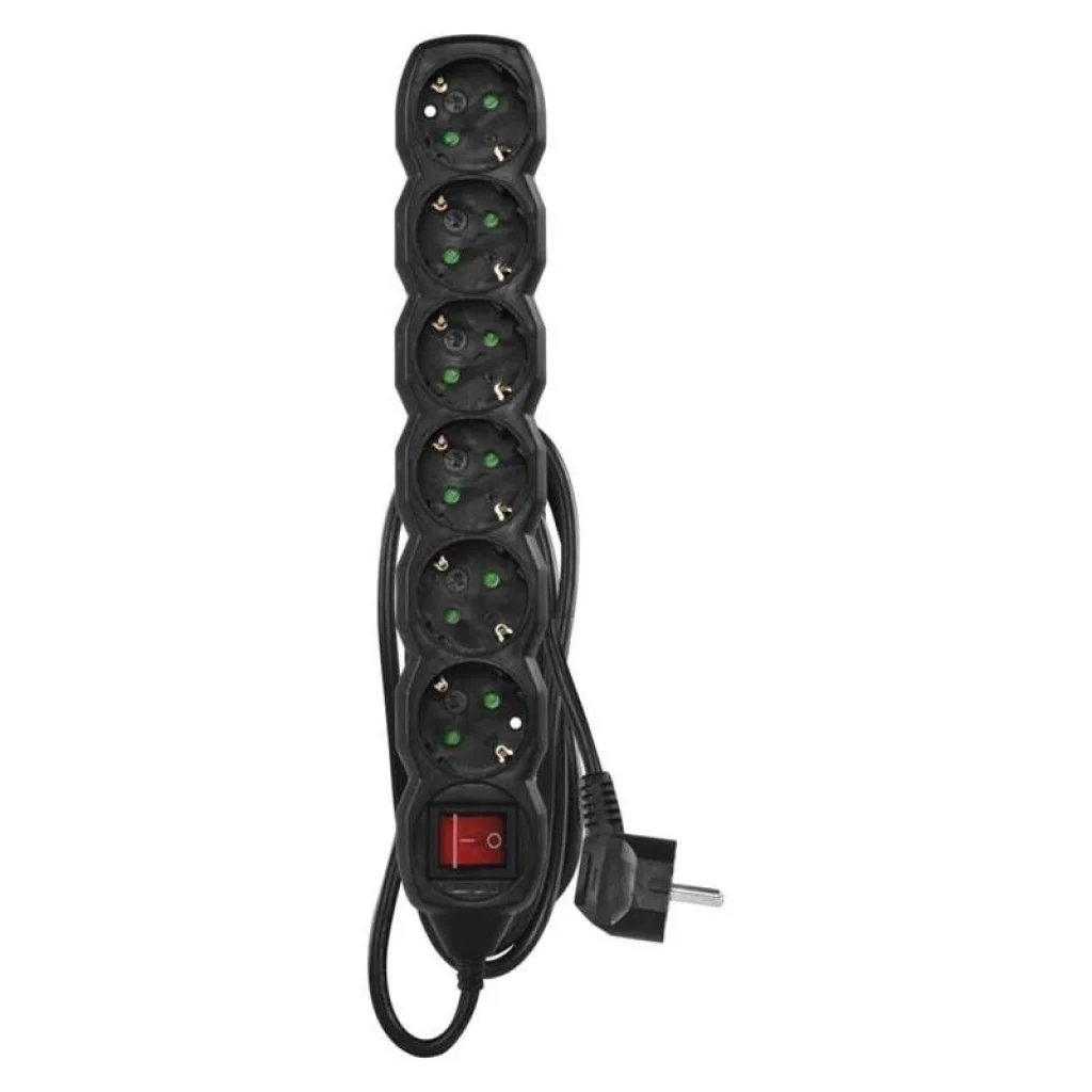 Фильтр питания Emos (PC1621R) с выключателем, 6 розеток, 1.5м, Black UA
