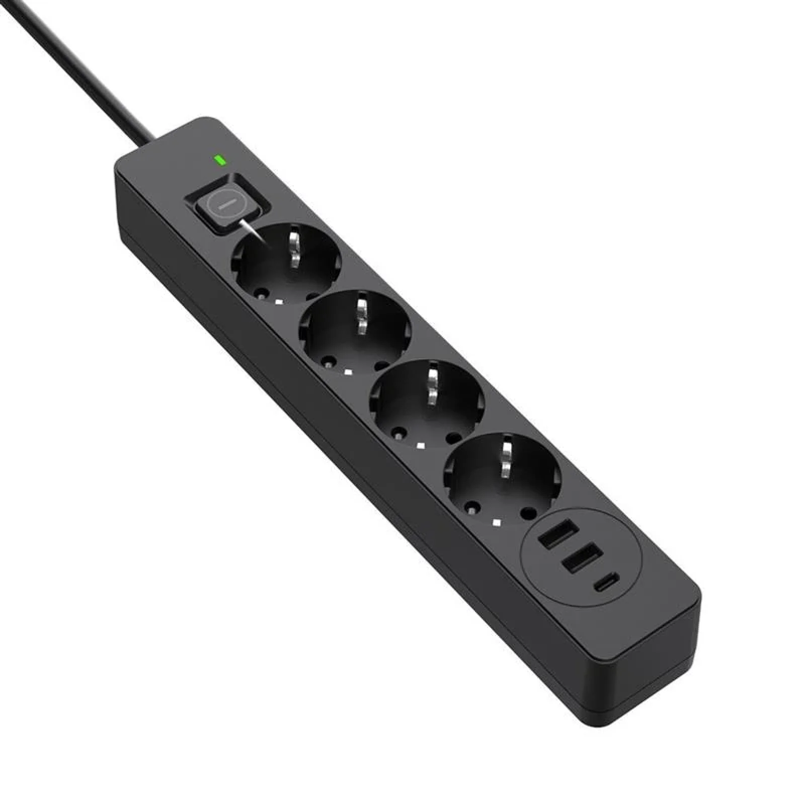 Фільтр живлення ColorWay CW-CHE435PDB 4 розетки, 3USB (2USB-A + 1 TYPE-C) (24W), 2м, Black UA