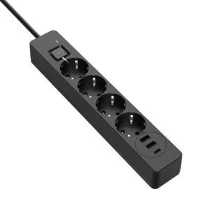 Фильтр питания ColorWay CW-CHE435PDB 4 розетки, 3USB (2USB-A + 1 TYPE-C) (24W), 2м, Black UA