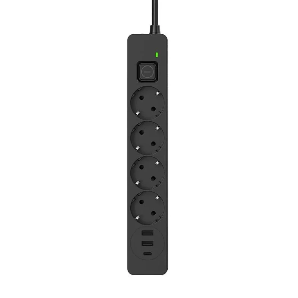 Фильтр питания ColorWay CW-CHE435PDB 4 розетки, 3USB (2USB-A + 1 TYPE-C) (24W), 2м, Black UA