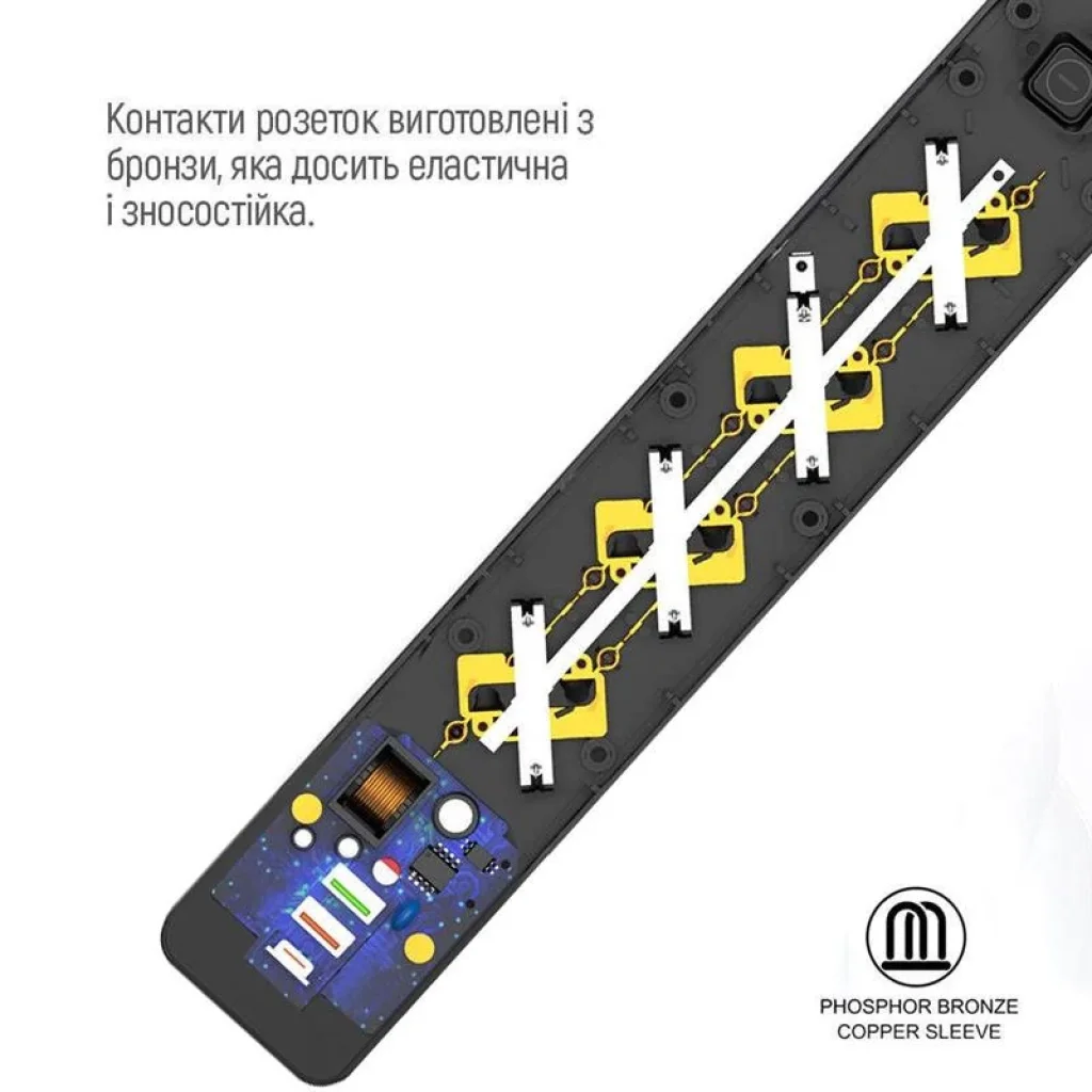 Фильтр питания ColorWay CW-CHE435PDB 4 розетки, 3USB (2USB-A + 1 TYPE-C) (24W), 2м, Black UA