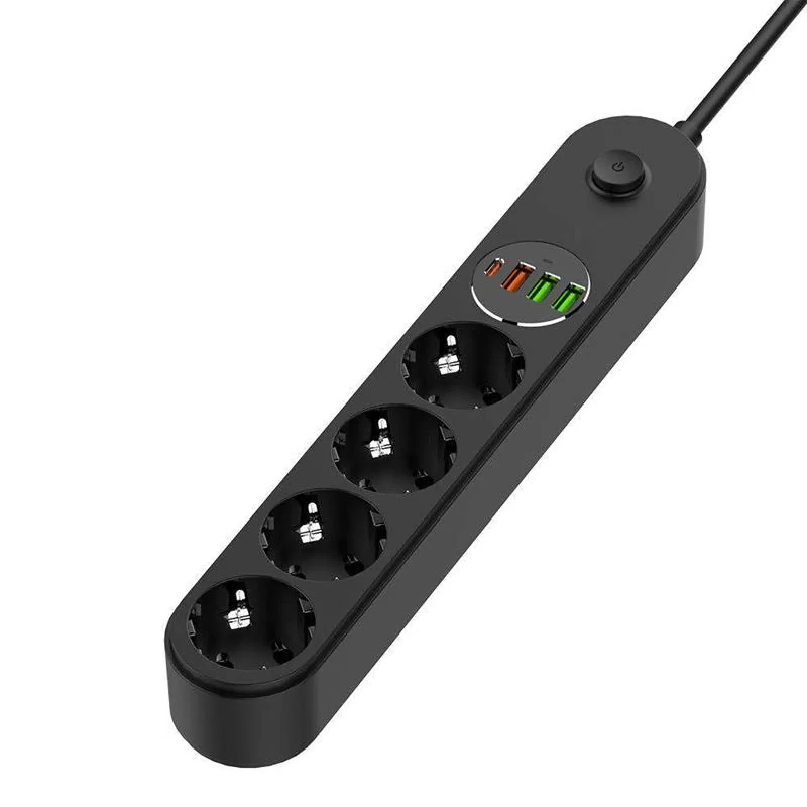 Фільтр живлення ColorWay CW-CHE44PDB 4 розетки, 4USB (Type-C PD20W + 3USB QC3.0) (45W), 2м, Black UA