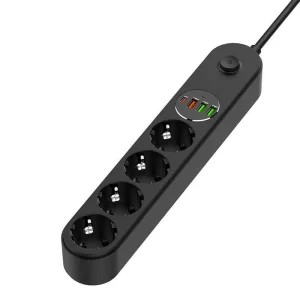 Фільтр живлення ColorWay CW-CHE44PDB 4 розетки, 4USB (Type-C PD20W + 3USB QC3.0) (45W), 2м, Black UA