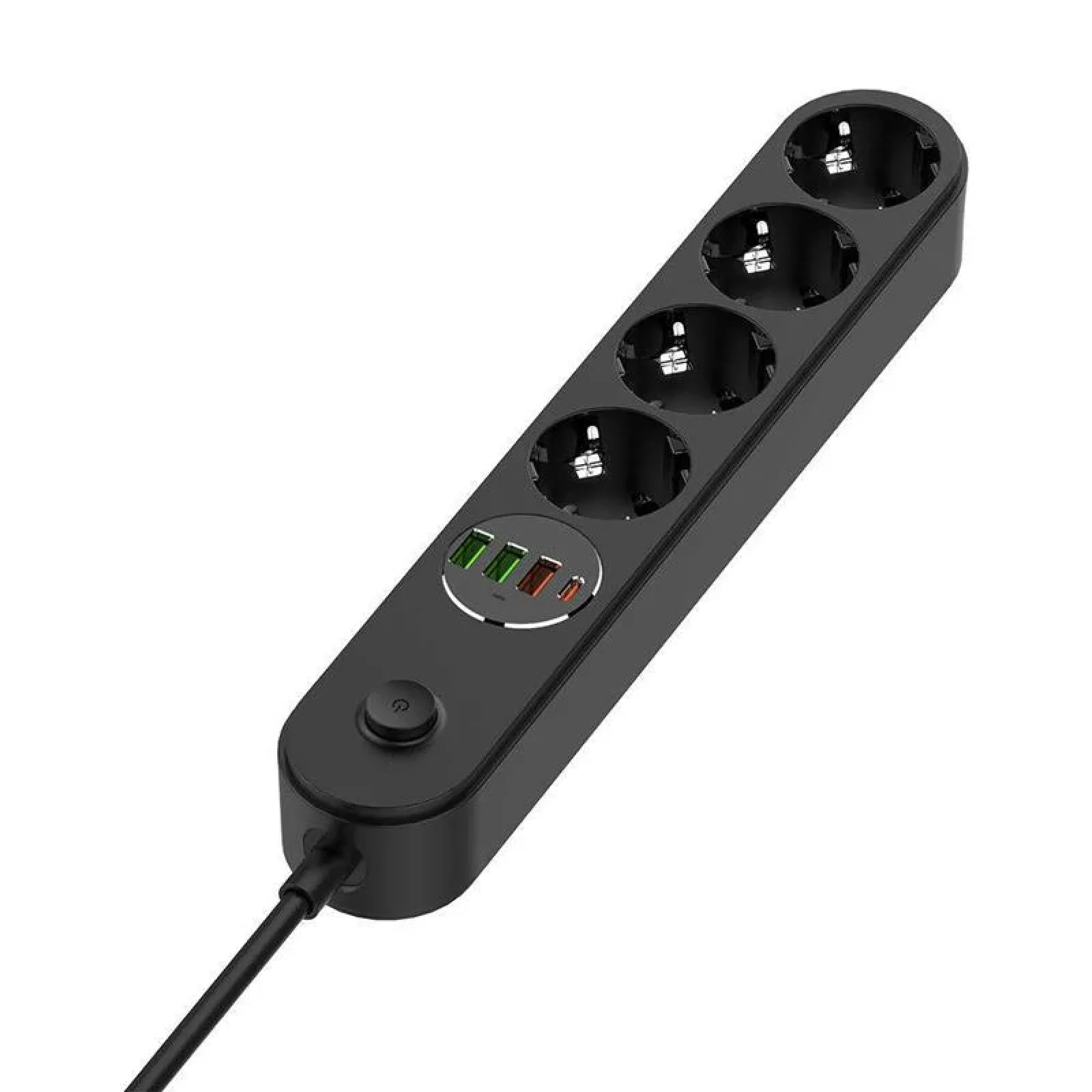 Фільтр живлення ColorWay CW-CHE44PDB 4 розетки, 4USB (Type-C PD20W + 3USB QC3.0) (45W), 2м, Black UA