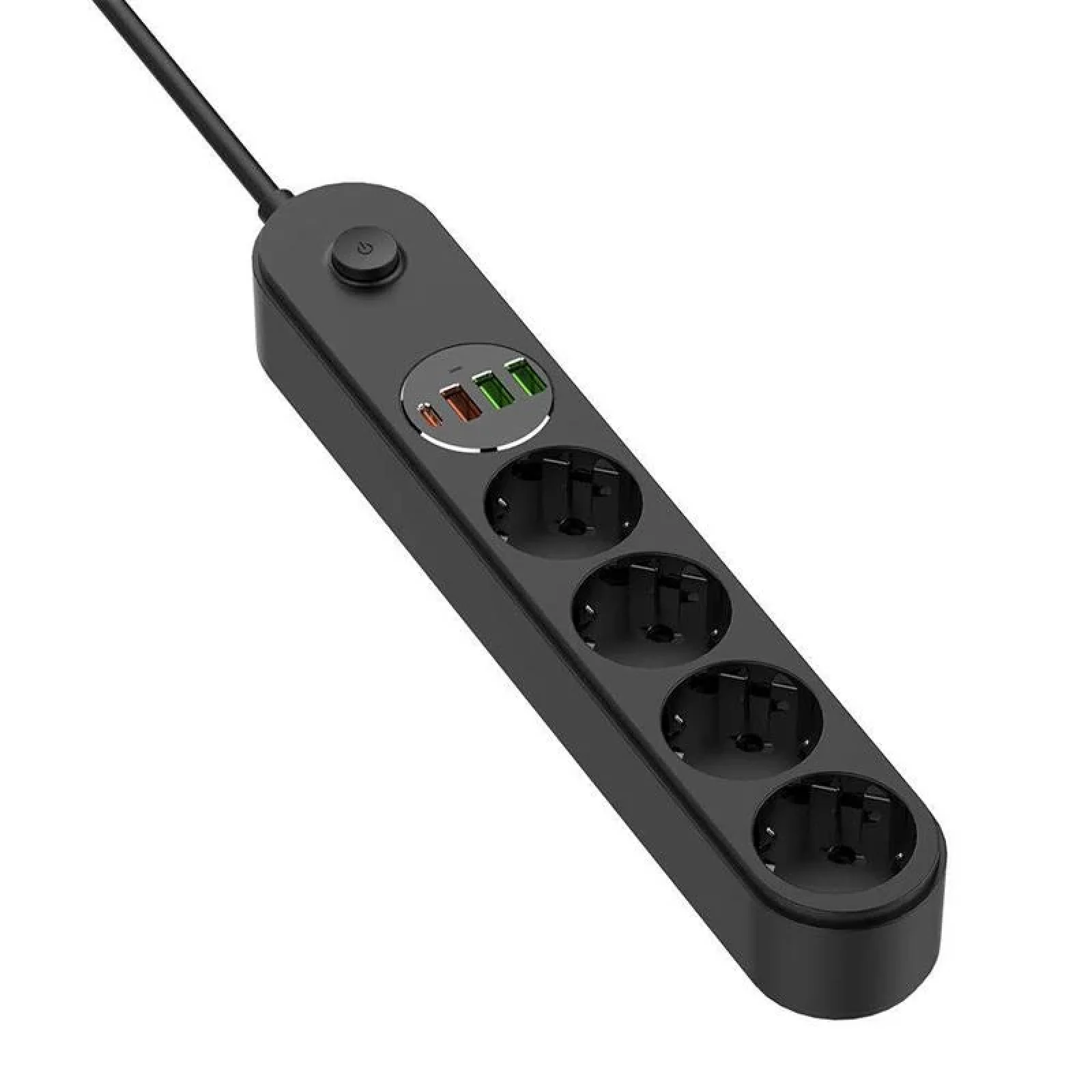 Фільтр живлення ColorWay CW-CHE44PDB 4 розетки, 4USB (Type-C PD20W + 3USB QC3.0) (45W), 2м, Black UA