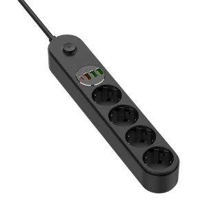 Фільтр живлення ColorWay CW-CHE44PDB 4 розетки, 4USB (Type-C PD20W + 3USB QC3.0) (45W), 2м, Black UA