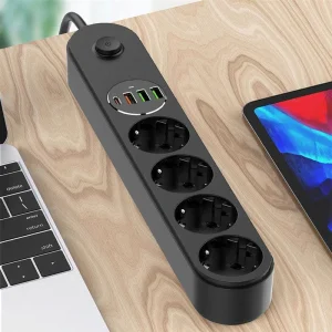 Фільтр живлення ColorWay CW-CHE44PDB 4 розетки, 4USB (Type-C PD20W + 3USB QC3.0) (45W), 2м, Black UA