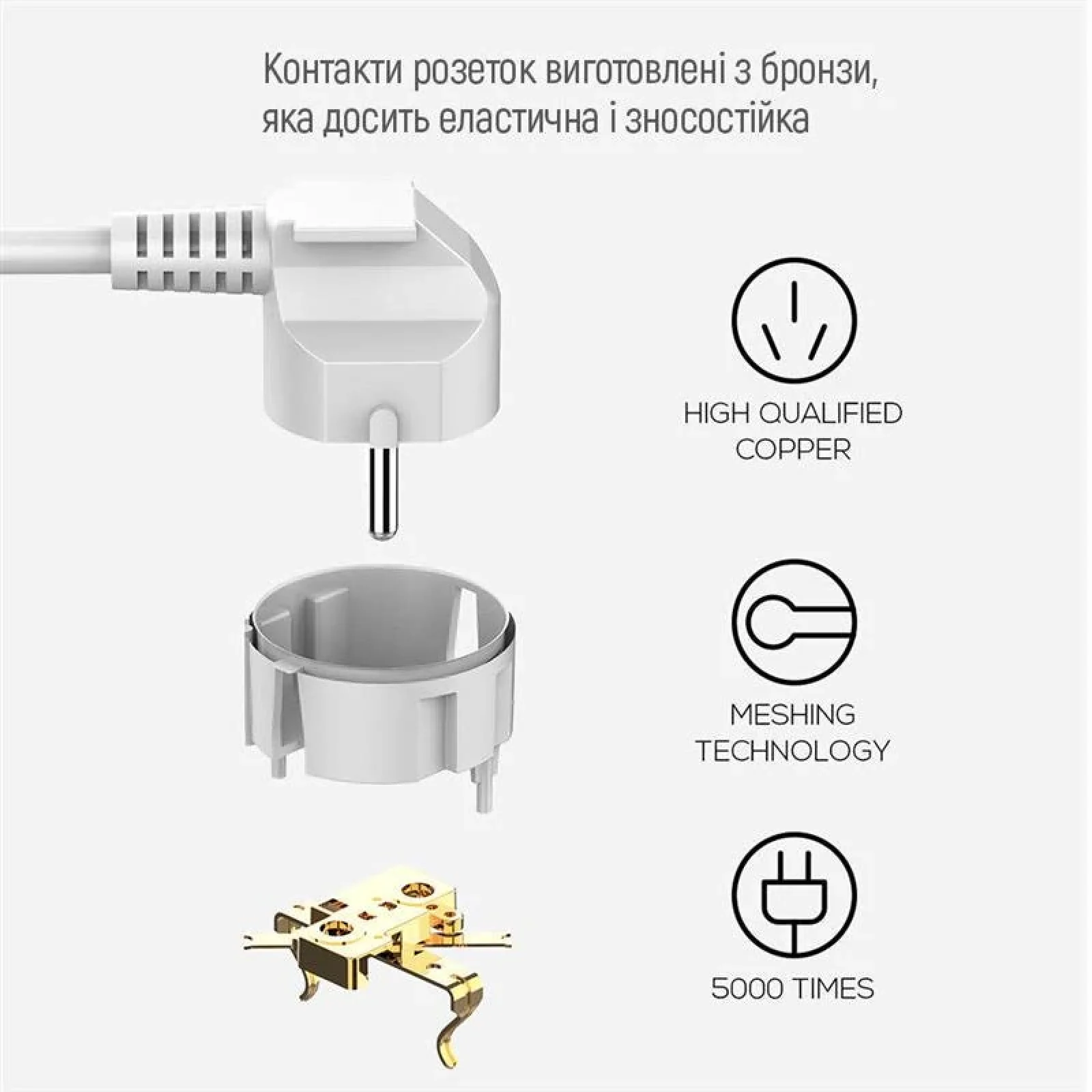 Фильтр питания ColorWay CW-CHE64PDW 6 розеток, 4USB (Type-C PD20W + 3USB QC3.0) (38W), 2м, White UA