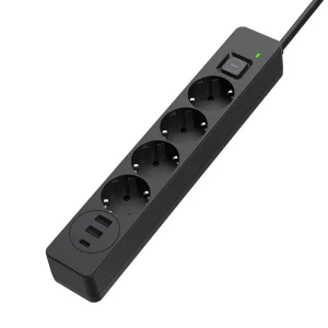 Фильтр питания ColorWay CW-CHE432PDB 4 розетки, 3USB (2USB-A + 1 TYPE-C) (24W), 2м, Black UA