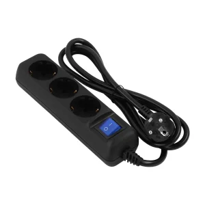 Фильтр питания 2E (2E-U03ESM1.5BK) 3 розетки, 1.5 м, Black UA