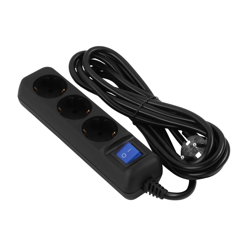 Фильтр питания 2E (2E-U03ESM3BK) 3 розетки, 3 м, Black UA