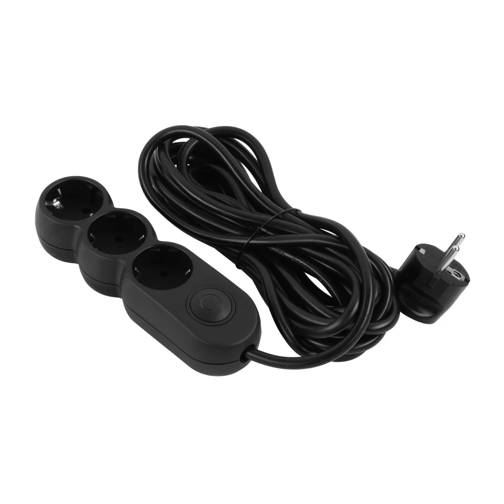 Фильтр питания 2E (2E-U03VES5MBK) 3 розетки, 5 м, Black UA