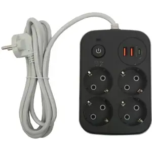 Сетевой фильтр XoKo SP-4-2-1 4 розетки, 3 USB, 2 м Black (XK-SP-4-2-1-BK) UA