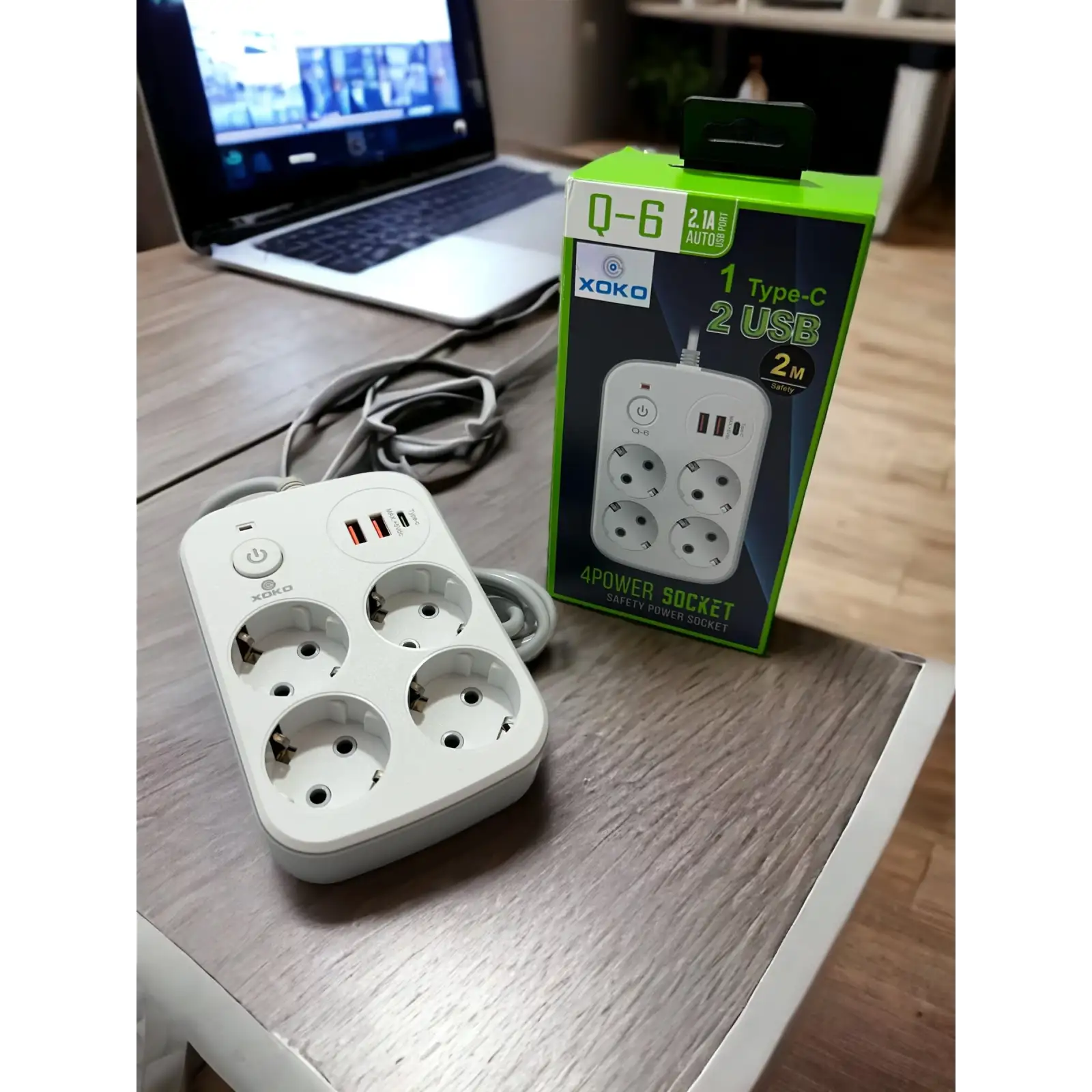 Сетевой фильтр XoKo SP-4-2-1 4 розетки, 3 USB, 2 м White (XK-SP-4-2-1-WH) UA