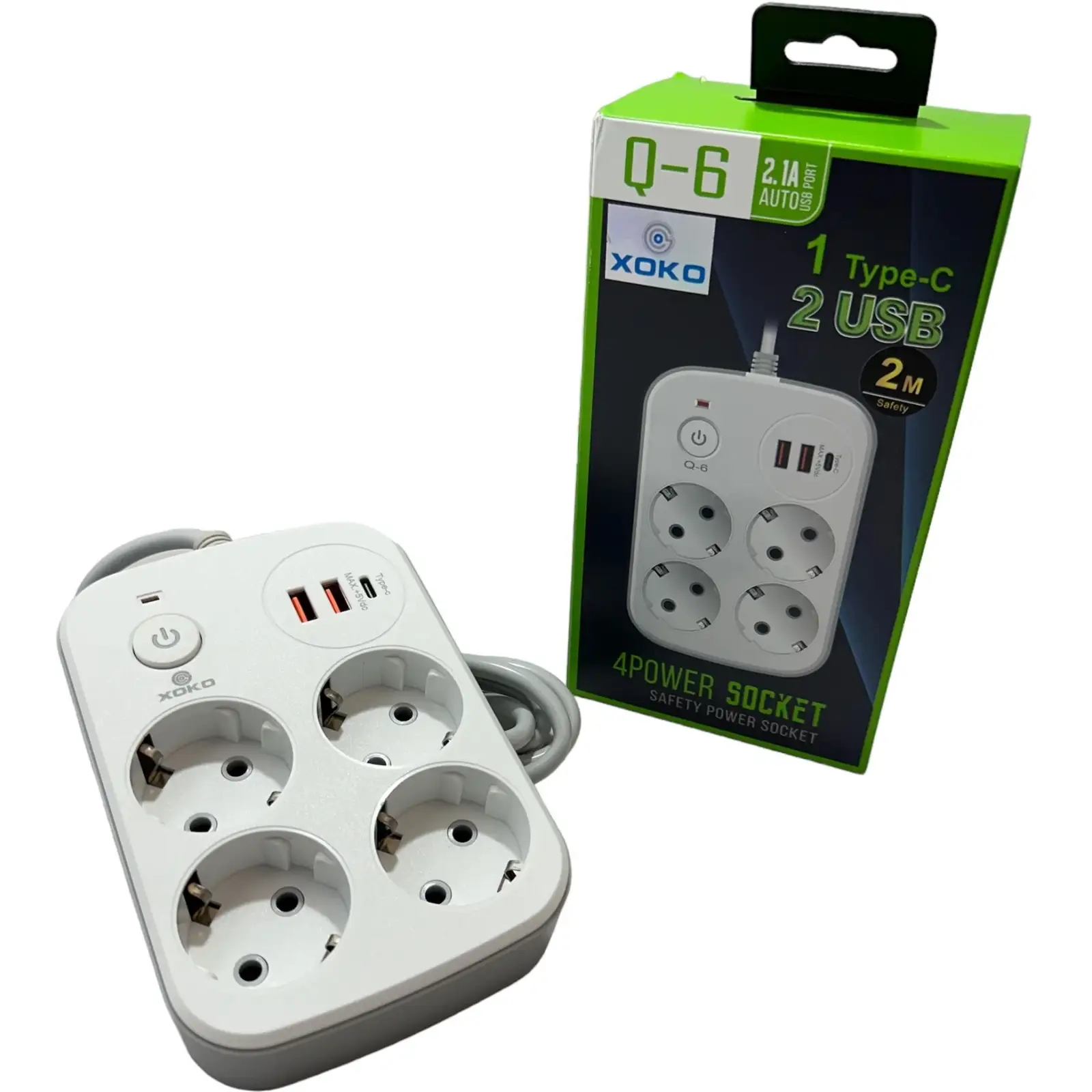 Сетевой фильтр XoKo SP-4-2-1 4 розетки, 3 USB, 2 м White (XK-SP-4-2-1-WH) UA