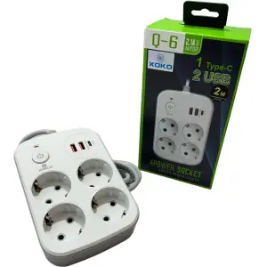 Сетевой фильтр XoKo SP-4-2-1 4 розетки, 3 USB, 2 м White (XK-SP-4-2-1-WH) UA