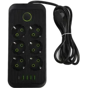 Сетевой фильтр XoKo SP-6-4-1 6 розеток, 5 USB, 2 м Black (XК-SP6-4-1-BK) UA